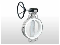 Handle & Worm Gear Operated FEP / PFA Lined & Teflon Muffler Butterfly Valve