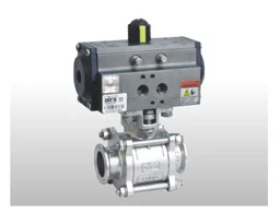 Pneumatic 3 Piece Triclover Ends 2 Way Ball Valve