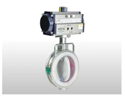 Pneumatic Actuator PFA / PTFE Lined Butterfly Valve